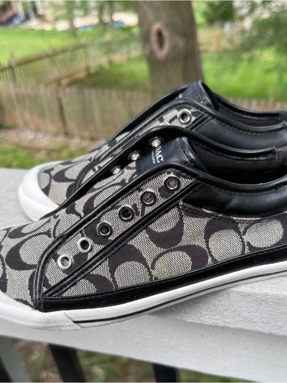 Coach Black & Gray Signature Slip-On Sneakers